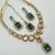 Green color necklace set with earrings & maang tikka | kundan and agate stone | antique gold plating