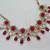 Red color necklace set with earrings & maang tikka | kundan & agate stone | lekar gold plating