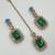 Green color necklace set with earrings & maang tikka | kundan and agate stone | antique gold plating