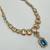 Firoza color necklace set with earrings & maang tikka | kundan and agate stone | antique gold plating