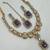 Purple color necklace set with earrings & maang tikka | kundan and agate stone | antique gold plating