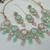 Pink pista color necklace set with earrings & maang tikka | kundan & agate stone | lekar gold plating