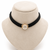Black pearl & stone embellished gold polished choker necklace for women