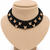 Black white stone studded rose gold butterfly charm beaded choker necklace for women