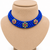 Blue ruby emerald & white stone floral pendant silk thread choker necklace for women