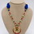 Blue kundan & stone gold plated tassel cord pendant necklace for women