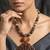 Brown natural gemstone handcrafted hand-beaten pendant necklace for women