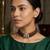 Brown emerald & polki diamond gold pendant braided choker necklace for women