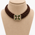 Brown emerald & polki diamond gold pendant braided choker necklace for women