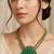 Green beaded traditional temple jewellery carved pendant necklace for women