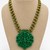 Green beaded traditional temple jewellery carved pendant necklace for women