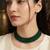 Green pearl border handmade chatai beaded necklace for women