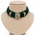 Green kundan polki gold finish braided choker necklace for women