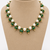 Green pearl & beaded gold tone filigree renaissance necklace for women