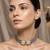 Grey pearl & crystal embellished jute choker necklace for women