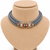 Grey ruby & diamond embellished silk cord choker necklace for women