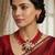 Red crystal beaded kundan & rudraksha choker necklace set for women