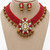 Red crystal beaded kundan & rudraksha choker necklace set for women