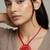 Red cinnabar dragon & phoenix carved pendant necklace for women