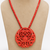 Red cinnabar dragon & phoenix carved pendant necklace for women