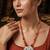 White carnelian beaded carved pendant long necklace for women
