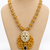 Yellow stone & clear accent medallion pendant necklace for women