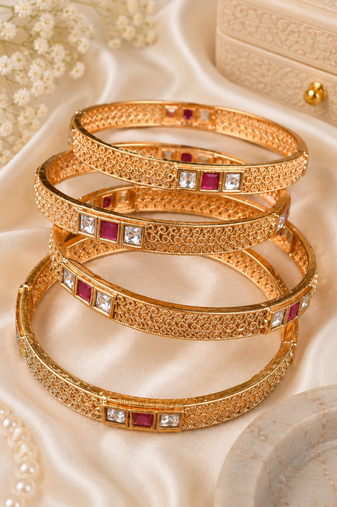 Ruby Royal Filigree Stone Bangle