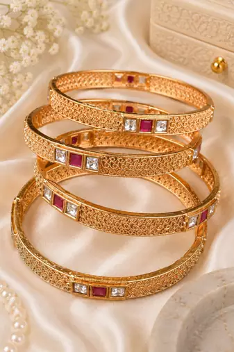 Ruby Royal Filigree Stone Bangle