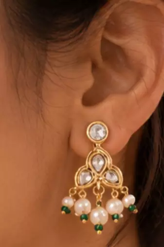 Pearl Kundan Choker Necklace Set for Women | Gold Plated Wedding & Festive Jewellery with Earrings