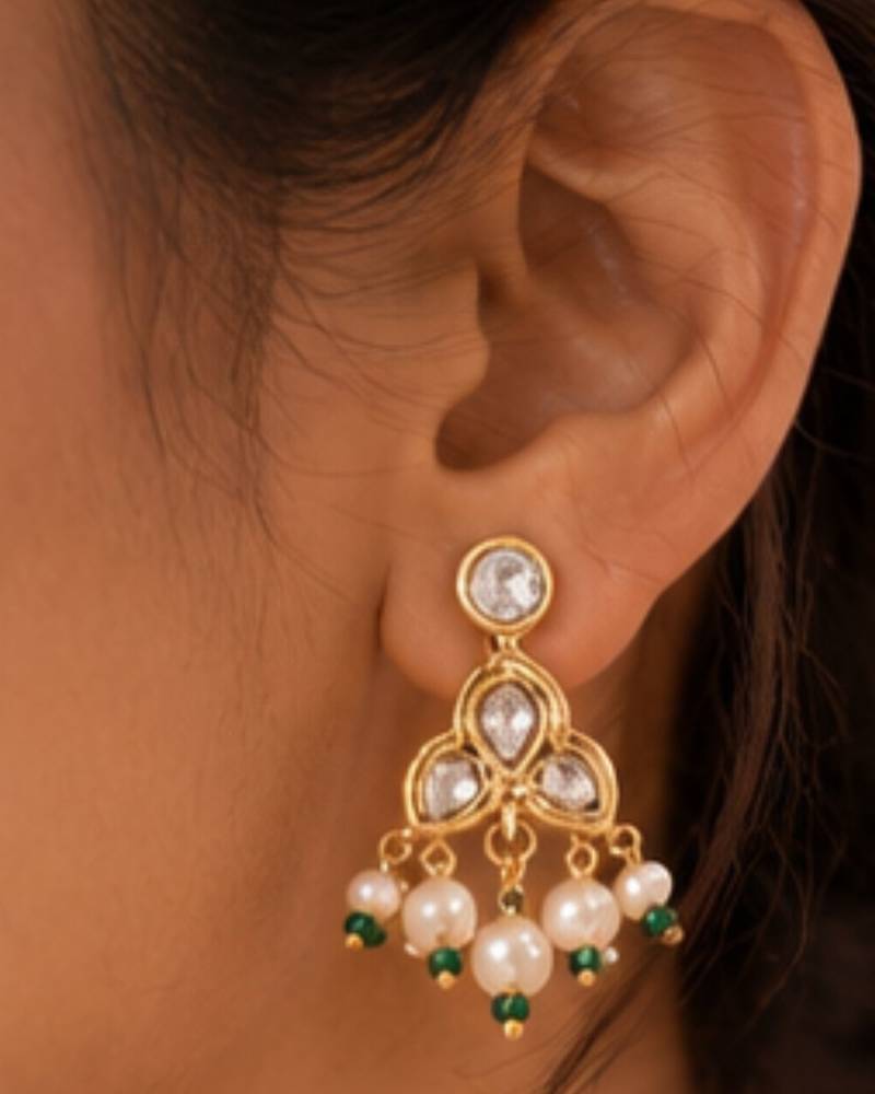 Pearl Kundan Choker Necklace Set for Women | Gold Plated Wedding & Festive Jewellery with Earrings