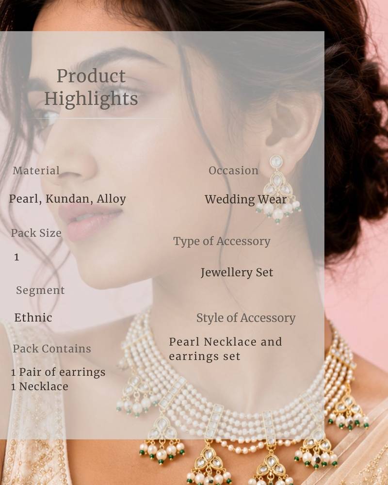 Pearl Kundan Choker Necklace Set for Women | Gold Plated Wedding & Festive Jewellery with Earrings