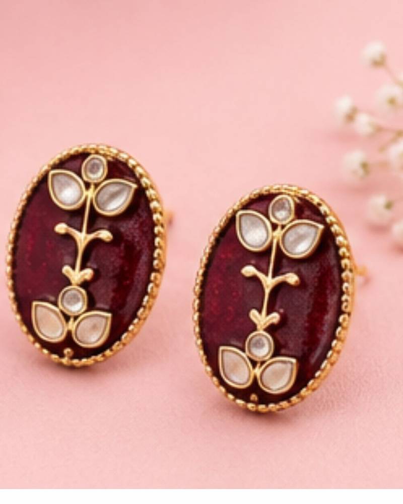 Pearl Pendant Necklace Set for Women | Multi-Layer Pearl Necklace with Matching Earrings | Red 