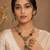 Vintage Green Stone Necklace Set for Women | Antique Gold Plated Statement Pendant Necklace with Earrings