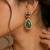 Vintage Green Stone Necklace Set for Women | Antique Gold Plated Statement Pendant Necklace with Earrings