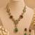 Vintage Green Stone Necklace Set for Women | Antique Gold Plated Statement Pendant Necklace with Earrings