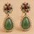 Vintage Green Stone Necklace Set for Women | Antique Gold Plated Statement Pendant Necklace with Earrings