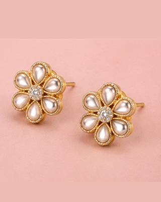 Pearl Choker Jewellery Set for Women | Floral CZ Necklace Set with Earrings 5
