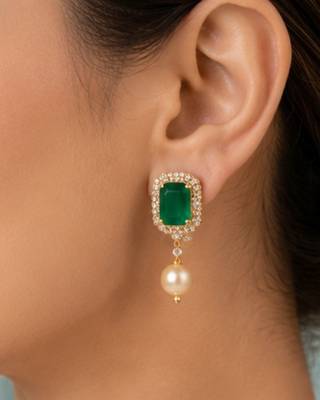 Pearl Choker Necklace Set for Women | Bridal Jewellery Set with Earrings | Green  2