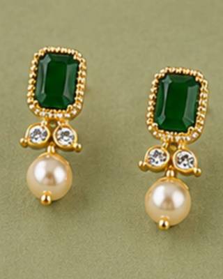 Pearl Choker Necklace Set for Women | Bridal Jewellery Set with Earrings | Green  4