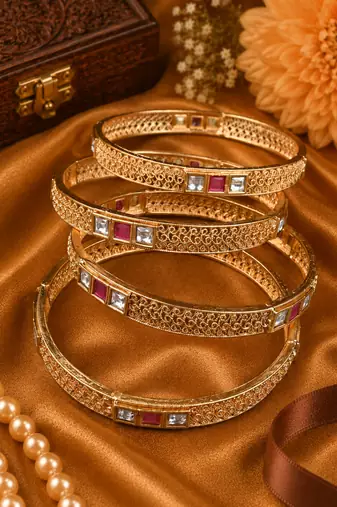 Ruby Royal Filigree Stone Bangle