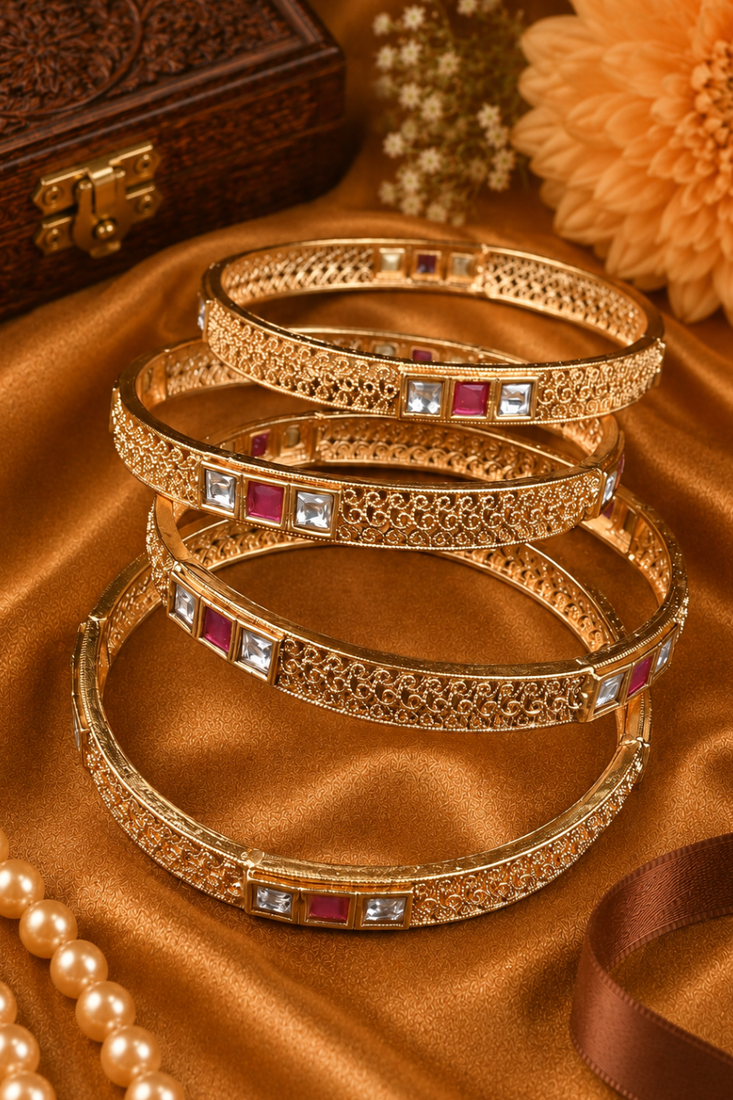Ruby Royal Filigree Stone Bangle