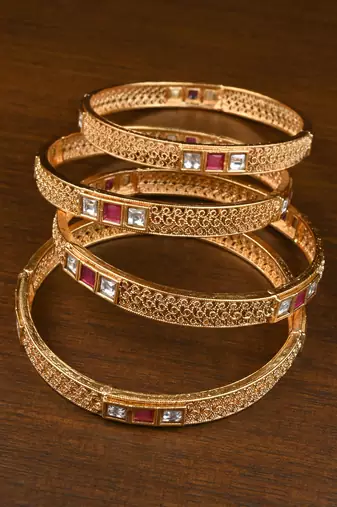 Ruby Royal Filigree Stone Bangle
