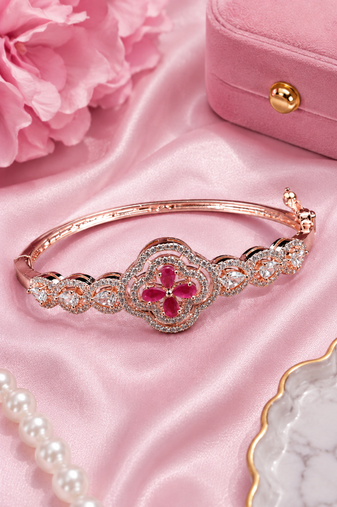Rose gold finish roselle bloom bracelet