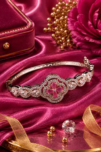 Rose gold finish roselle bloom bracelet