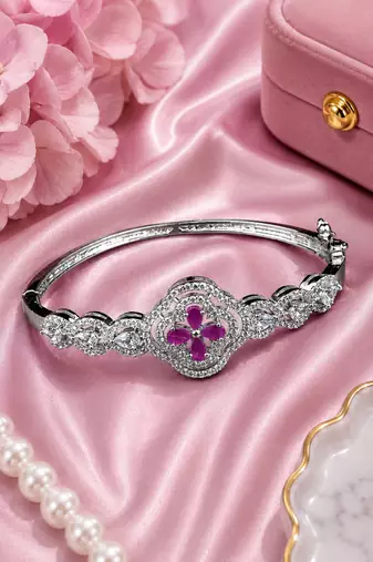 Rhodium finish roselle bloom bracelet