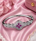 Rhodium finish roselle bloom bracelet