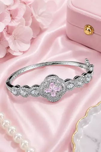Rhodium finish blushmere bracelet