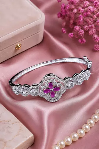 Rhodium finish roselle bloom bracelet