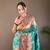 Rama green style silk bland zari weaving contrust border saree with blouse