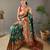 Green style silk blend zari weaving contrust border saree with blouse